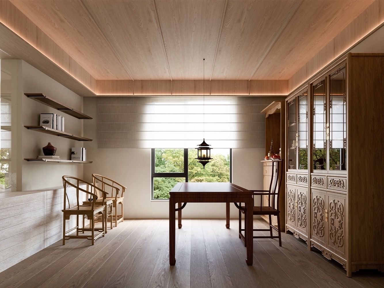 Warm Wood Apartment Interior view 12